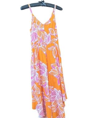 Vibrant Orange & Pink Floral Spaghetti-Strap Jumpsuit